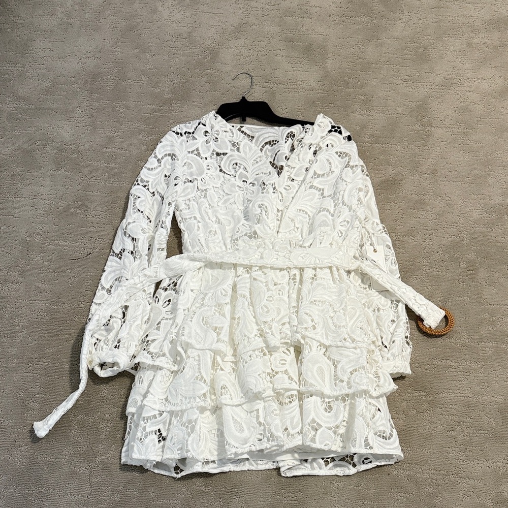 Siena Studio White Lace Long Sleeve Dress